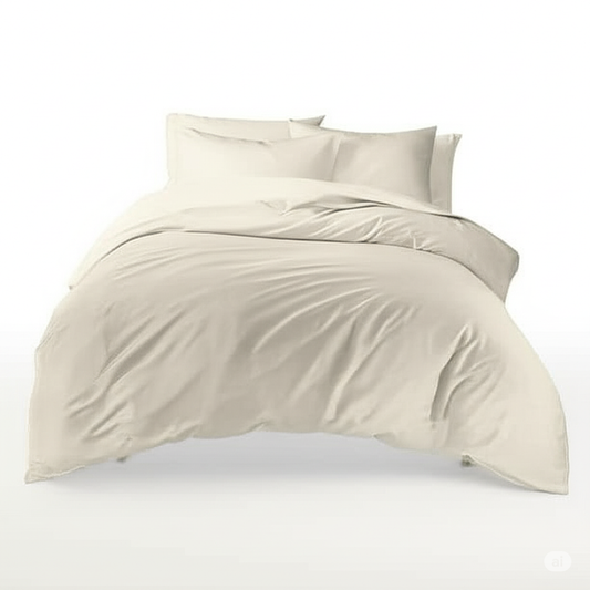 Texas Linen 100% Egyptian Cotton Cooling Duvet Cover Set – 1000 Thread Count, Ultra-Soft, Breathable Bedding for Hot Sleepers – Ivory, Queen/Full