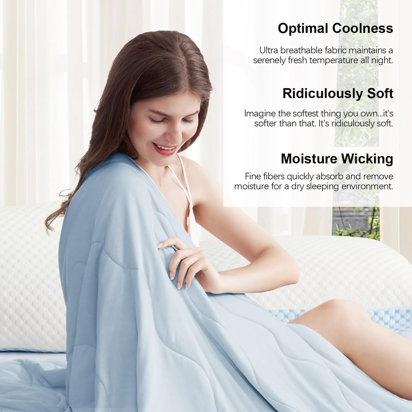 PHF Ice Blue Cooling Comforter King – Arc-Chill, Q-Max 0.5+, Lightweight Blanket for Hot Sleepers & Night Sweats