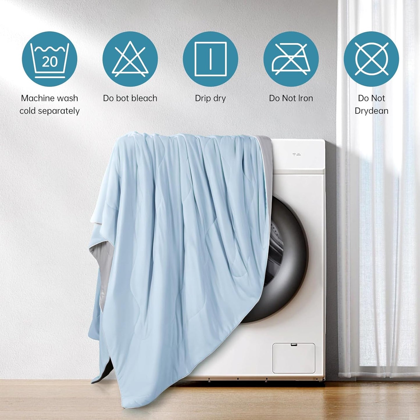 PHF Ice Blue Cooling Comforter King – Arc-Chill, Q-Max 0.5+, Lightweight Blanket for Hot Sleepers & Night Sweats