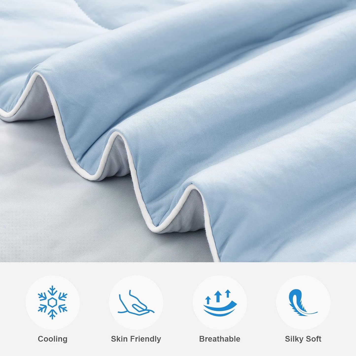 PHF Ice Blue Cooling Comforter King – Arc-Chill, Q-Max 0.5+, Lightweight Blanket for Hot Sleepers & Night Sweats