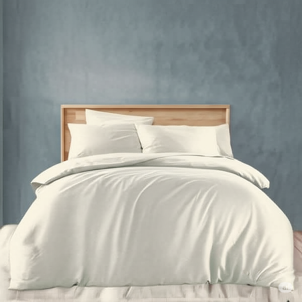 Texas Linen 100% Egyptian Cotton Cooling Duvet Cover Set – 1000 Thread Count, Ultra-Soft, Breathable Bedding for Hot Sleepers – Ivory, Queen/Full