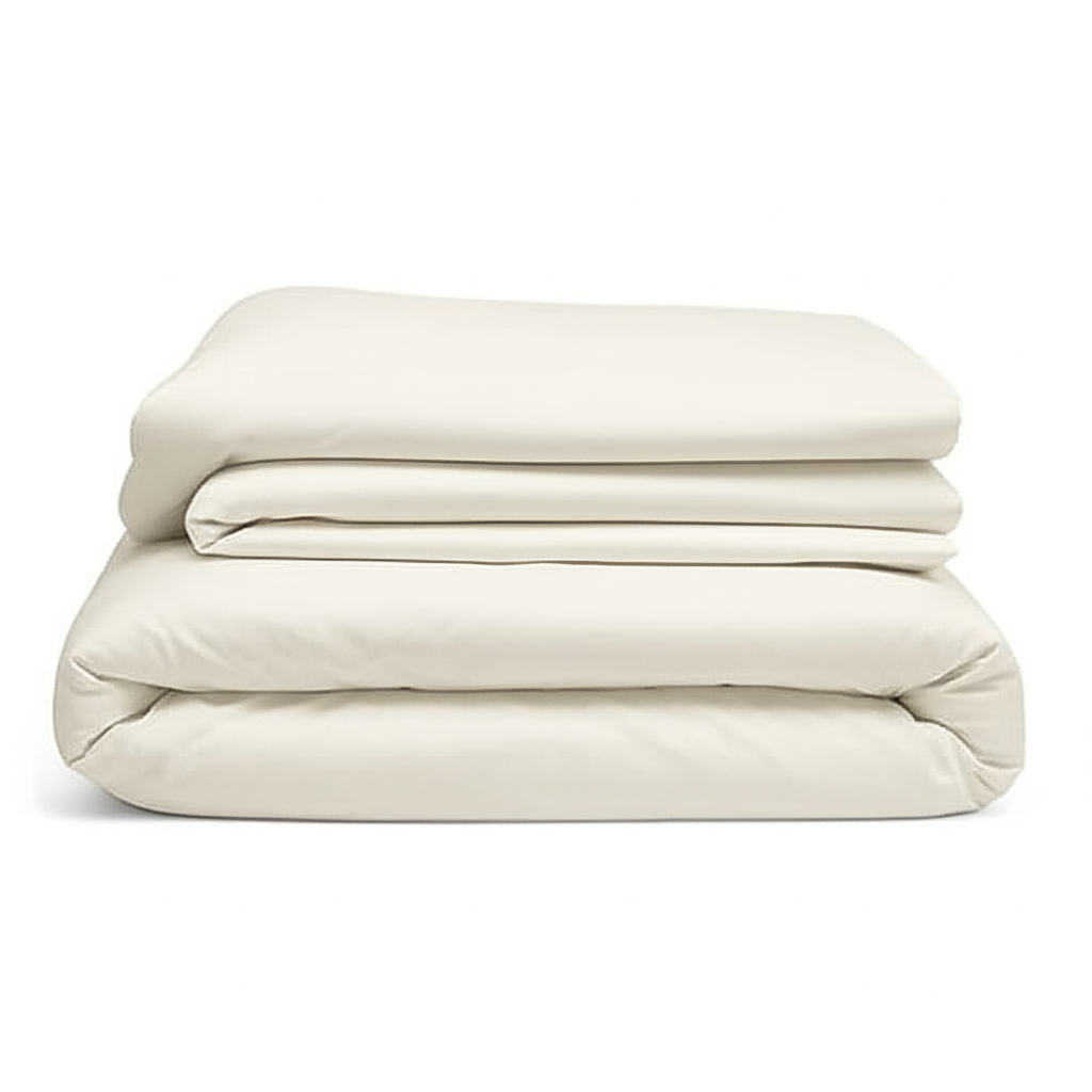 Texas Linen 100% Egyptian Cotton Cooling Duvet Cover Set – 1000 Thread Count, Ultra-Soft, Breathable Bedding for Hot Sleepers – Ivory, Queen/Full