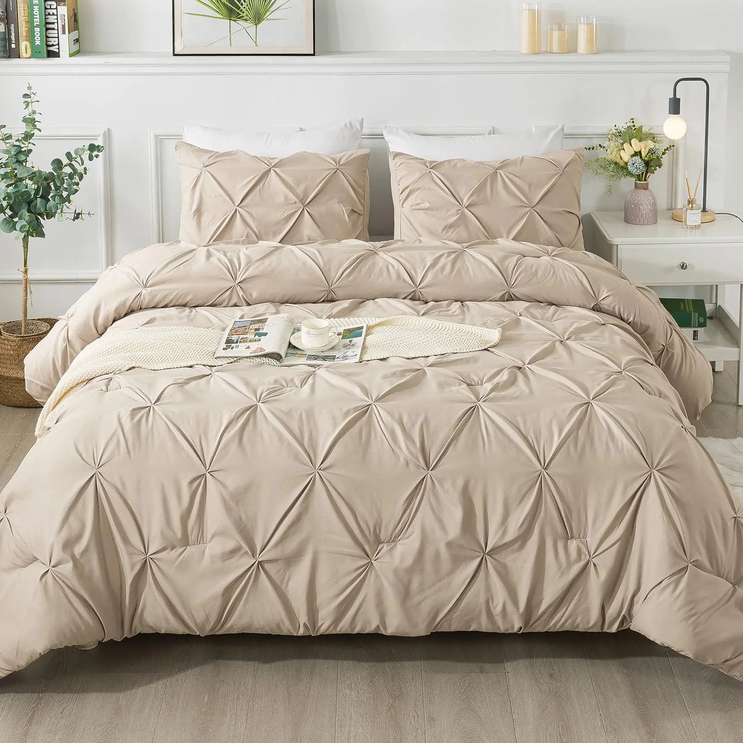 Khaki Pinch Pleat Luxe Comforter Set Full 3PC